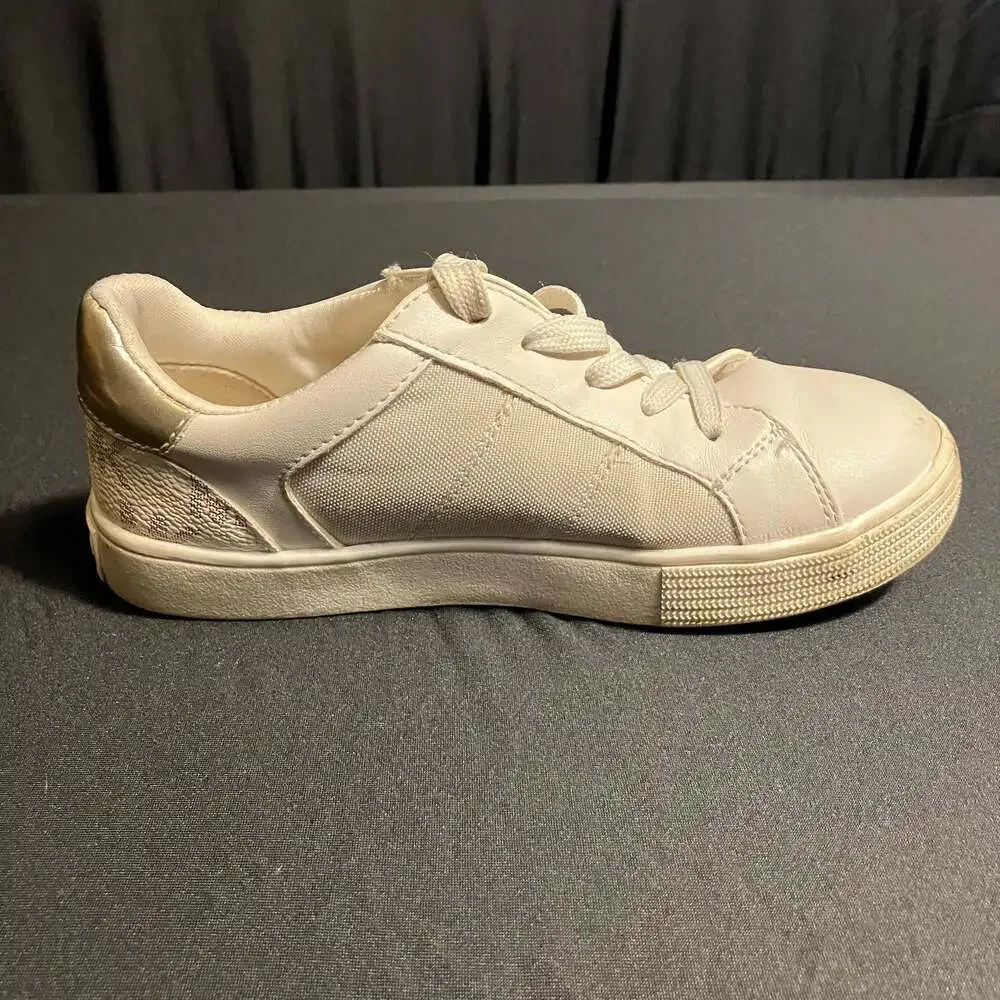 Michael Kors Girls White and Gold Logo Detail Sneakers kids size 13